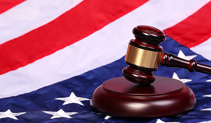 Gavel on U.S. flag