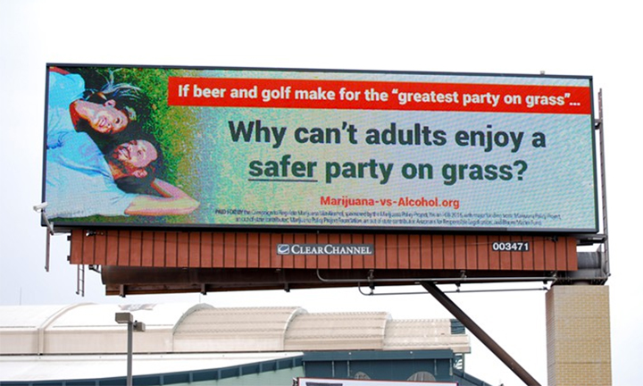 "Party on grass" billboard in Scottsdale, Arizona