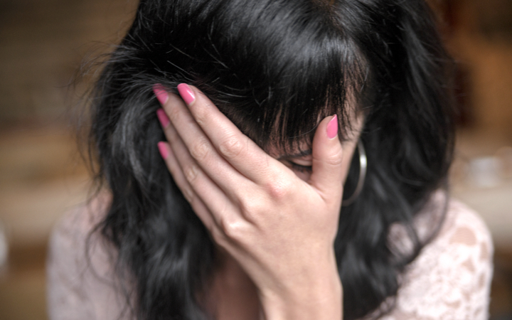 Embarrassed woman