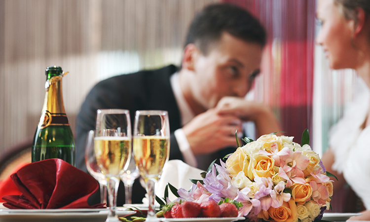 Couple on romantic dinner date