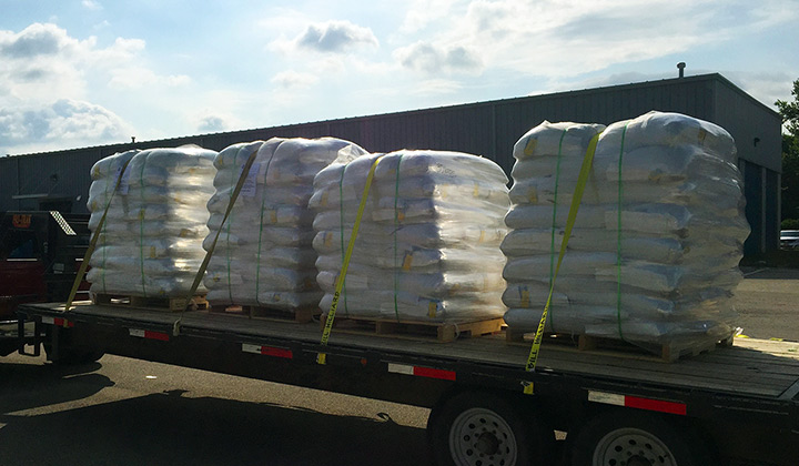 A truck loaded with hemp seeds
